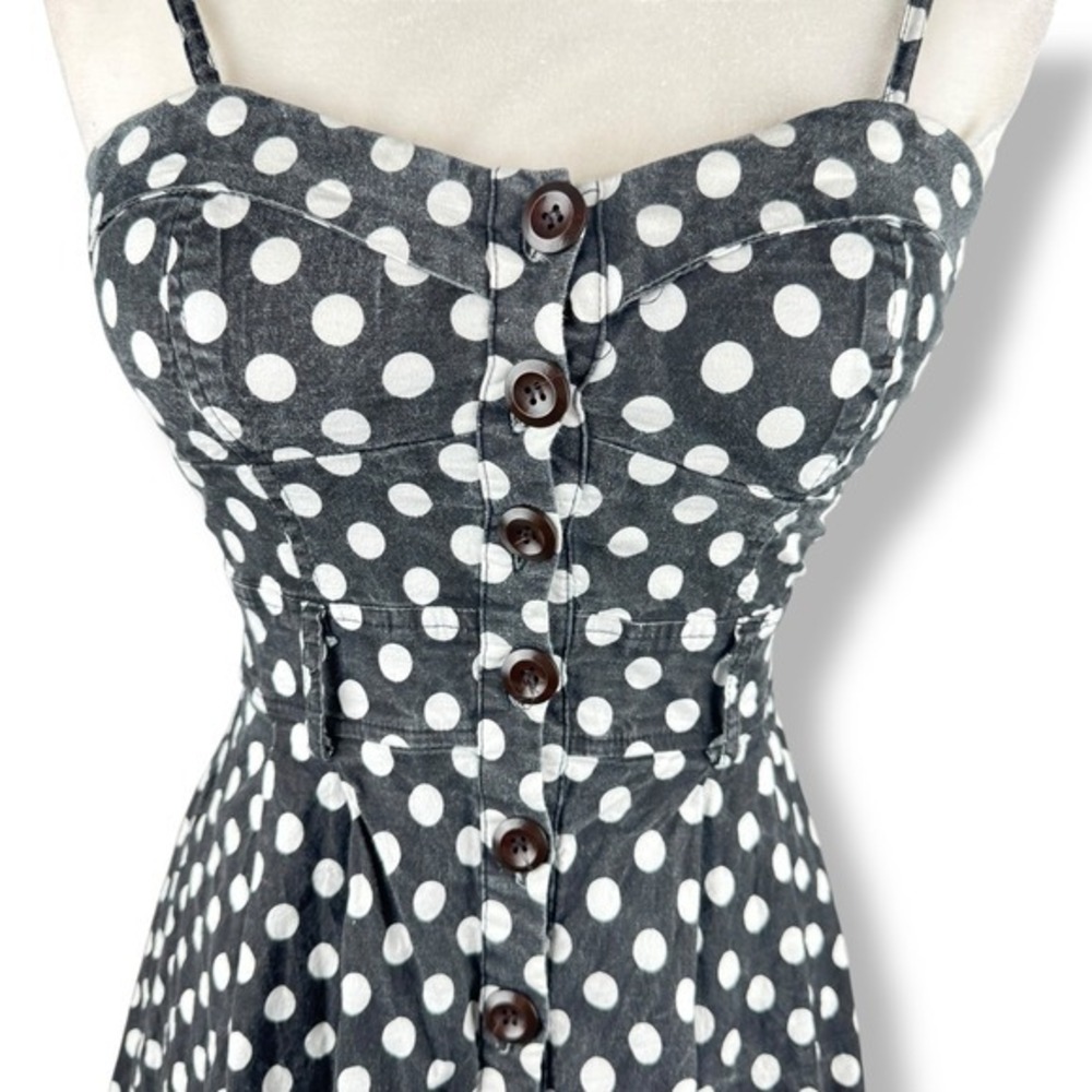 Deb Y2K Party Dress Size Medium Polka Dot Twee Pin Up Retro Feminine Vintage - Picture 6 of 16